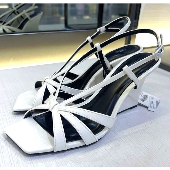 RARE!!! ZARA White Strappy Wedge Heels NWT - Picture 5 of 15